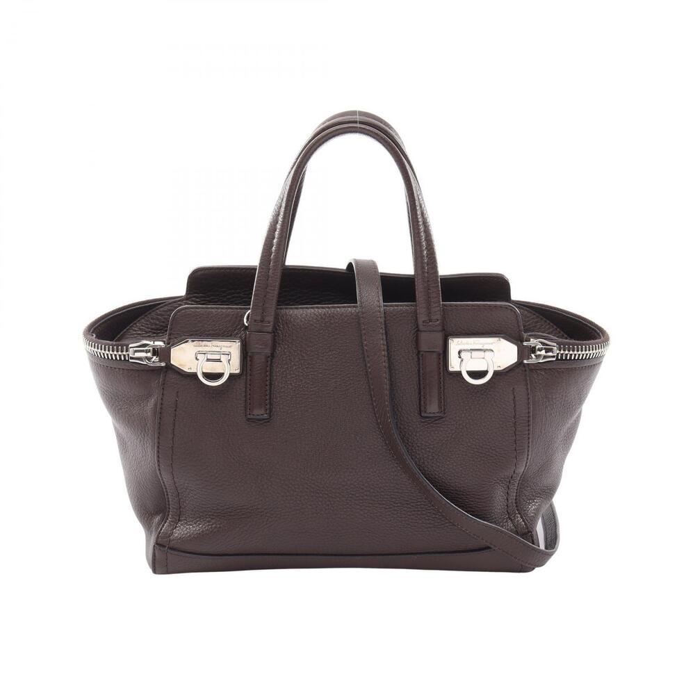 Salvatore Ferragamo Gancini Leather Shoulder Bag Brown